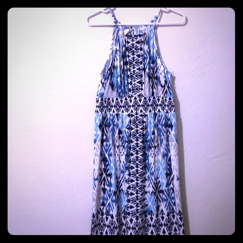 Knee-Length Patterned Tank Dress
